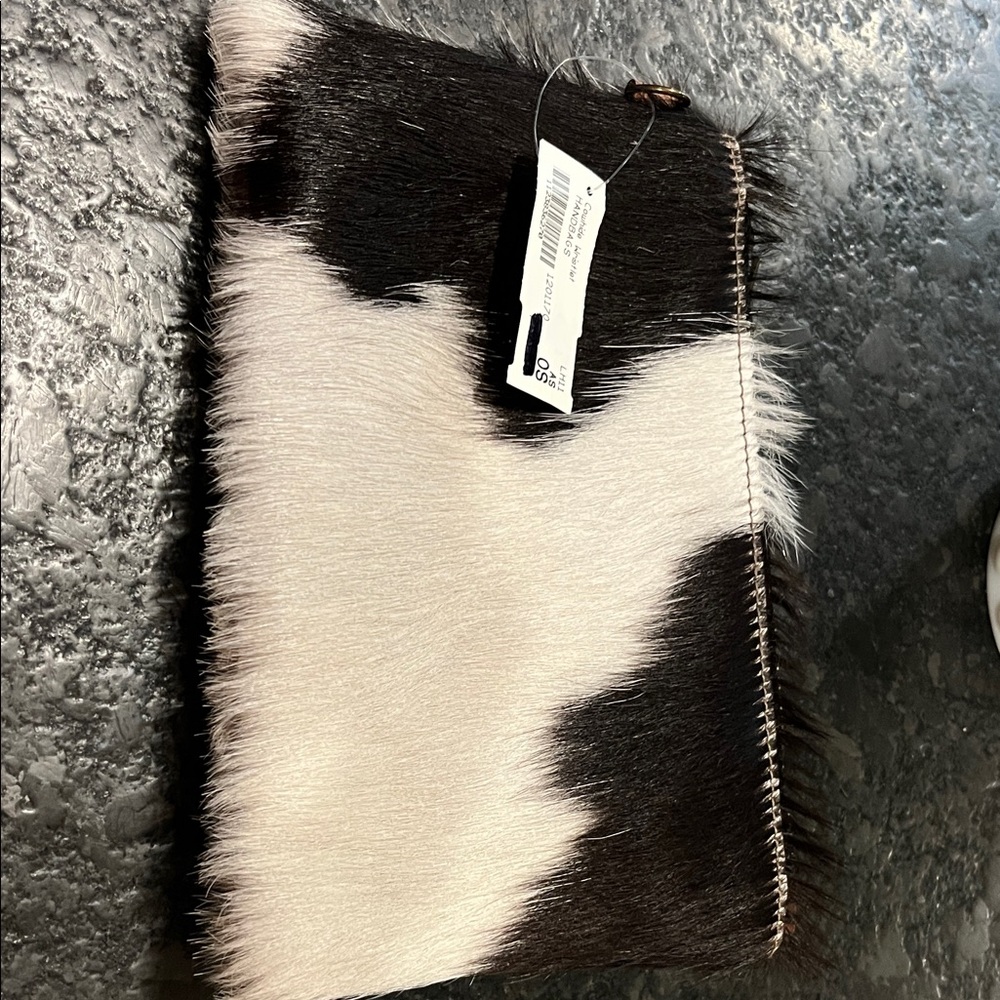 Black and White Cowhide Wristlet